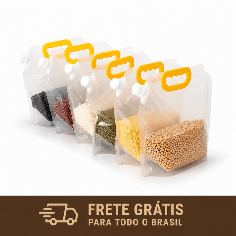 Kit de Sacos Herméticos para Armazenamento de Alimentos e Grãos 1,5L