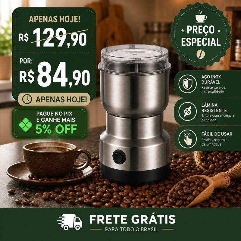 Moedor Elétrico Multifuncional de Café e Temperos em Aço Inox 150W | MasterGrind 150W