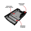 Kit Cozinha Completa Escorredor De Louça + Lixeira de Pia 5 litros + Porta Detergente + Rodinho Pia
